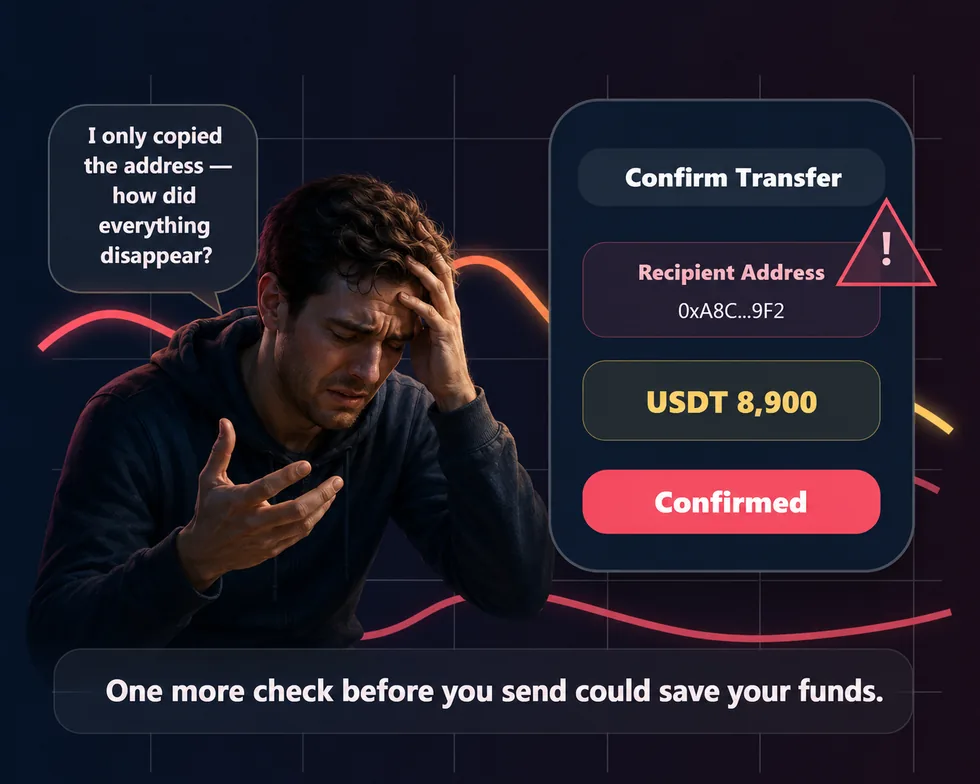 Remorseful person after sending crypto to the wrong address